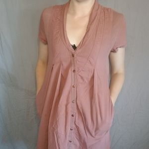 Asymmetrical cotton button down dress// SIZE LARGE